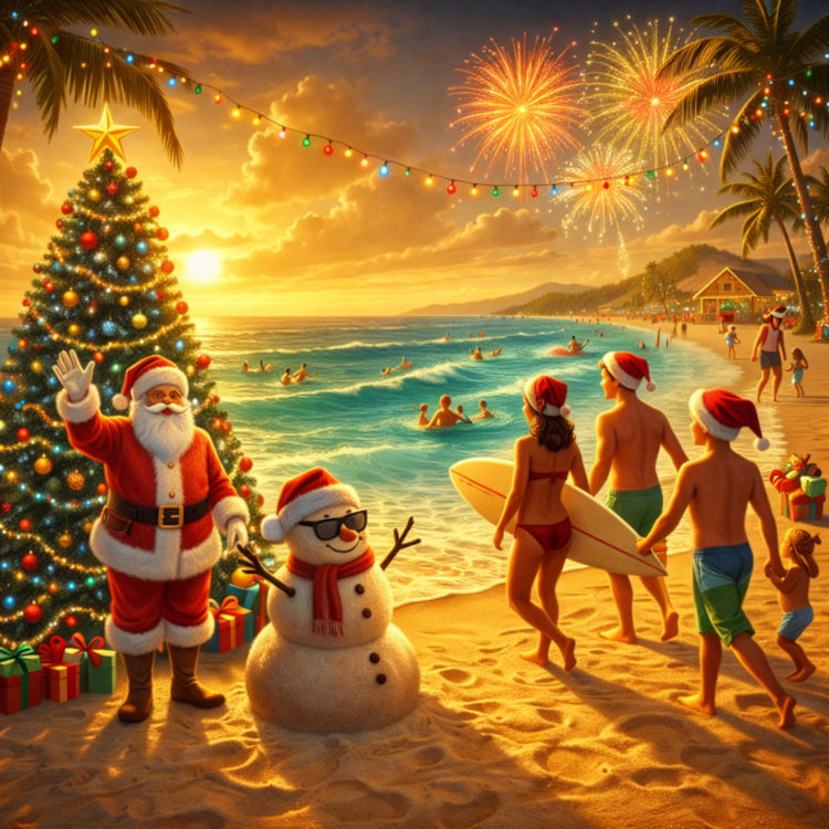 Christmas and the private beach